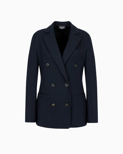 Pure cashmere jersey double-breasted jacket