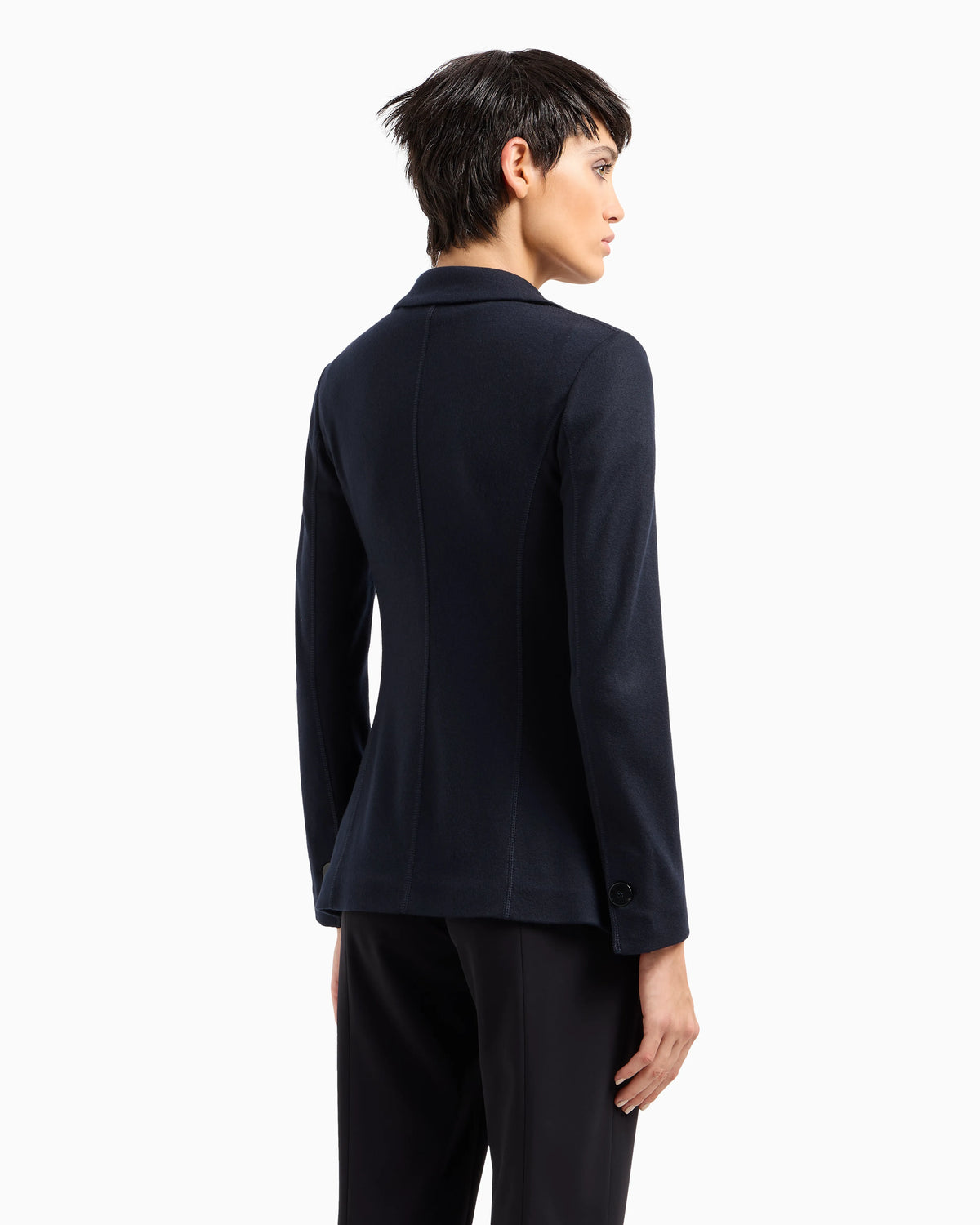 Pure cashmere jersey double-breasted jacket