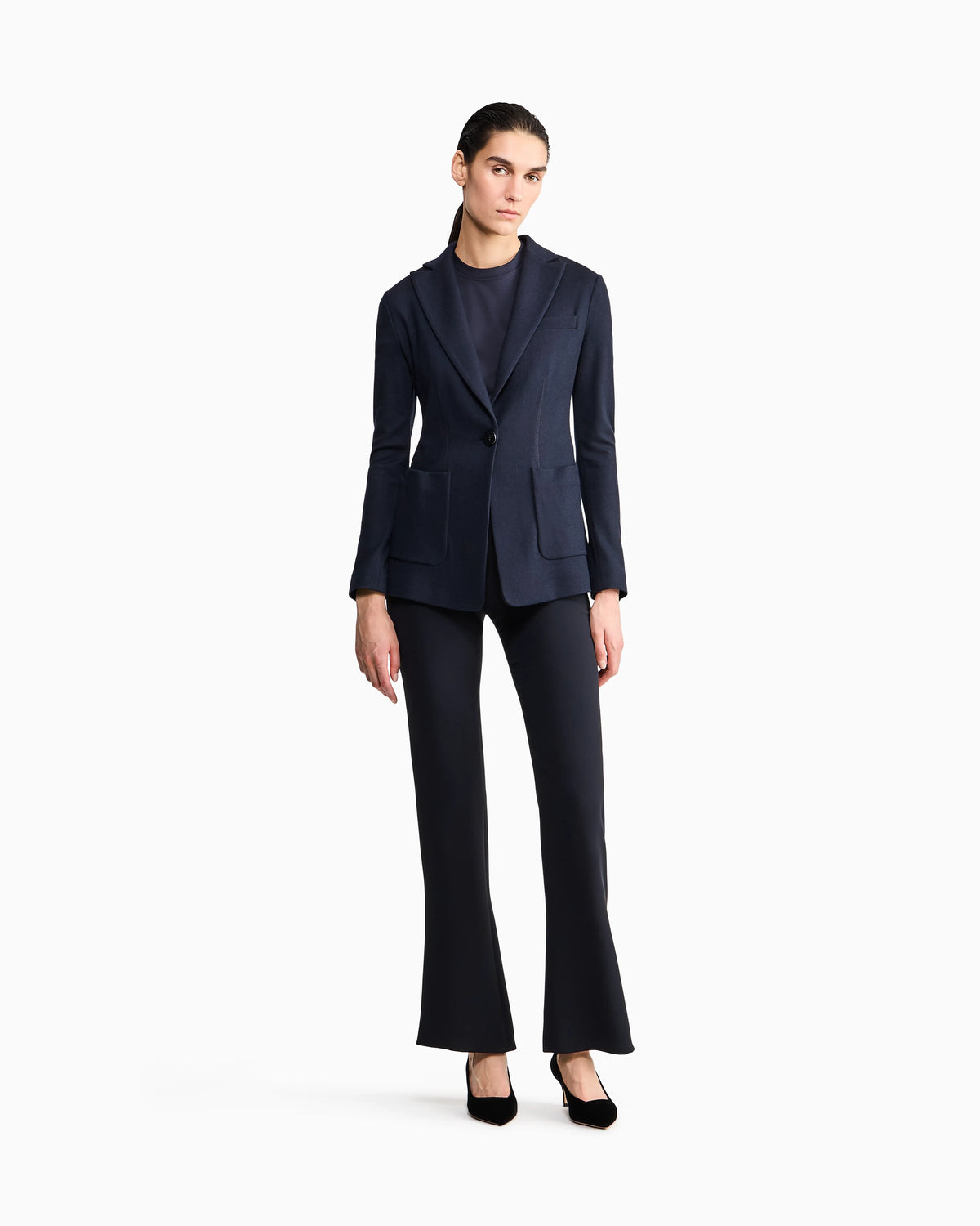 Single-breasted jacket in pure cashmere jersey