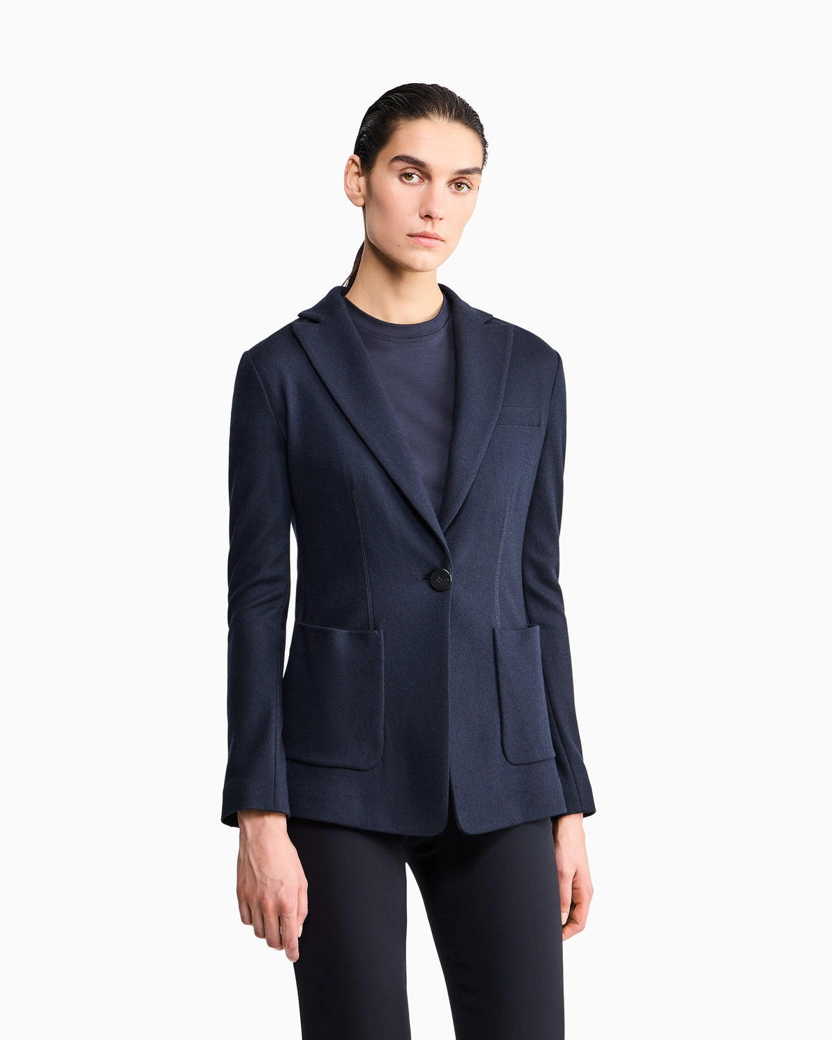 Single-breasted jacket in pure cashmere jersey