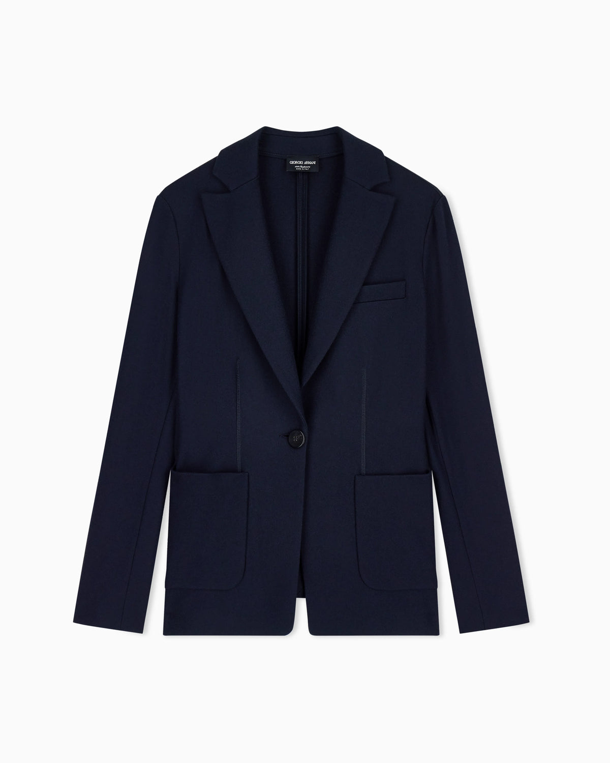 Single-breasted jacket in pure cashmere jersey