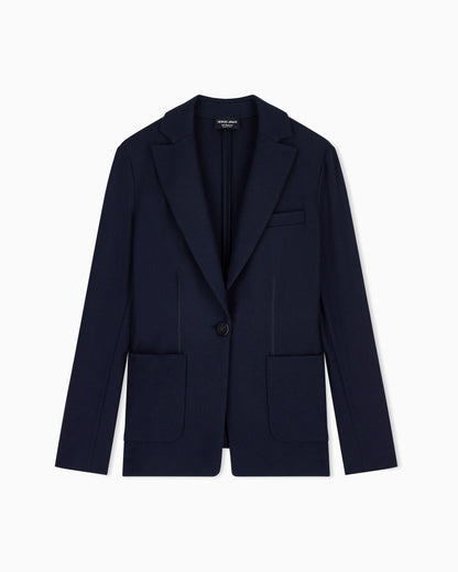 Single-breasted jacket in pure cashmere jersey
