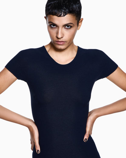 Crew neck jumper in seamless viscose blend
