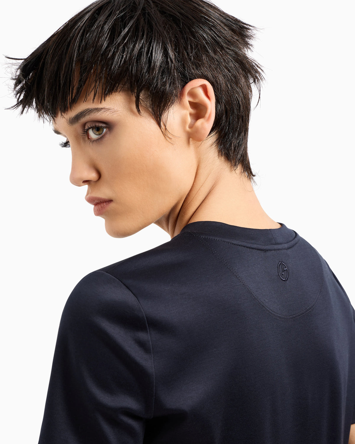 Short-sleeved crew-neck jumper in pure cashmere