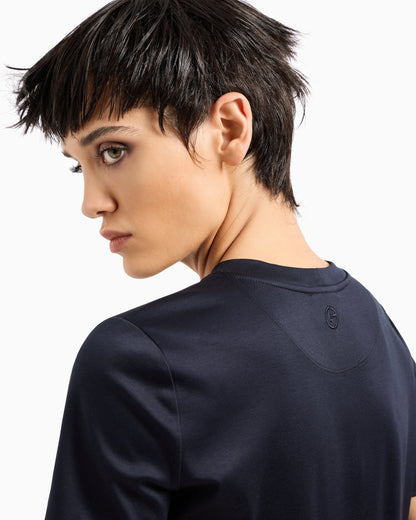 Short-sleeved crew-neck jumper in pure cashmere