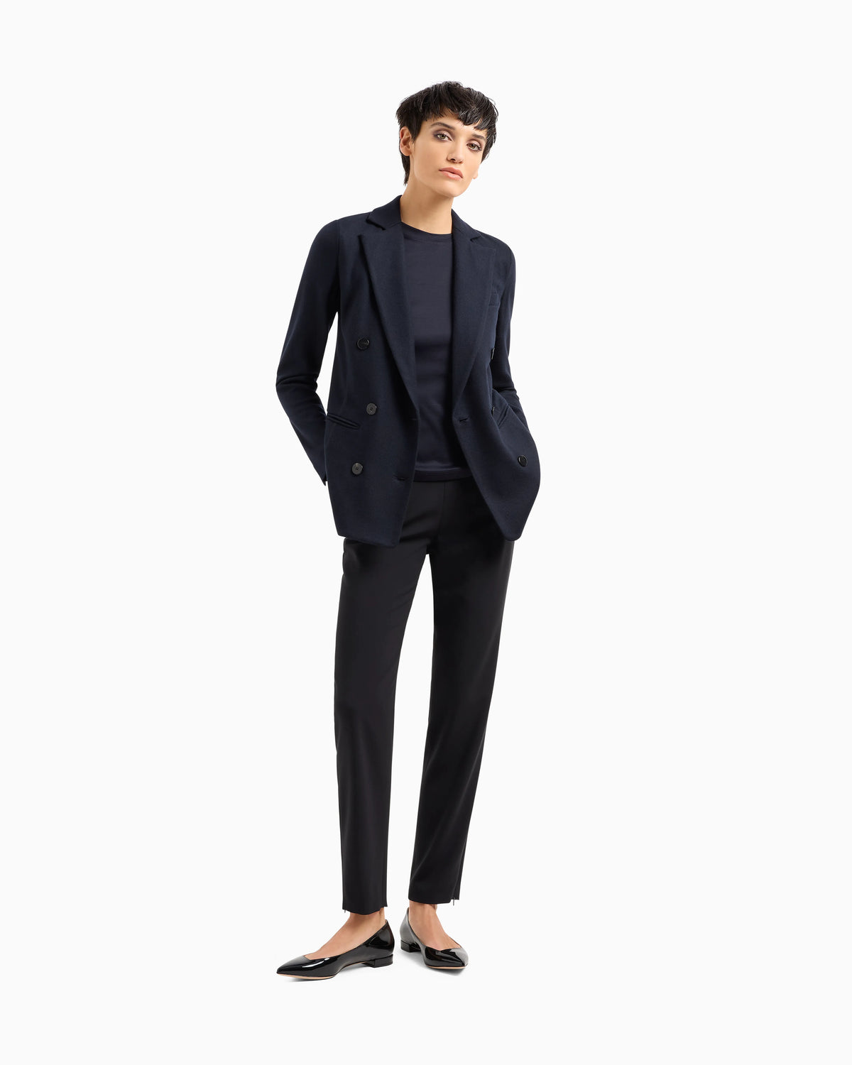 Short-sleeved crew-neck jumper in pure cashmere