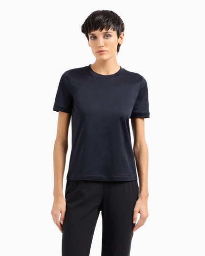 Short-sleeved crew-neck jumper in pure cashmere