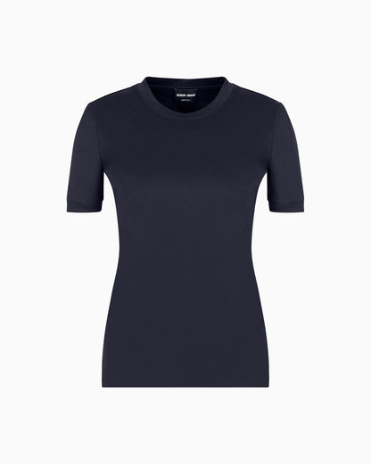 Short-sleeved crew-neck jumper in pure cashmere