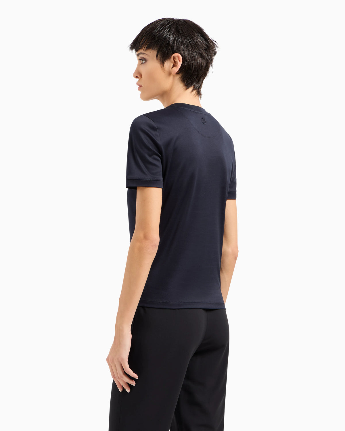 Short-sleeved crew-neck jumper in pure cashmere