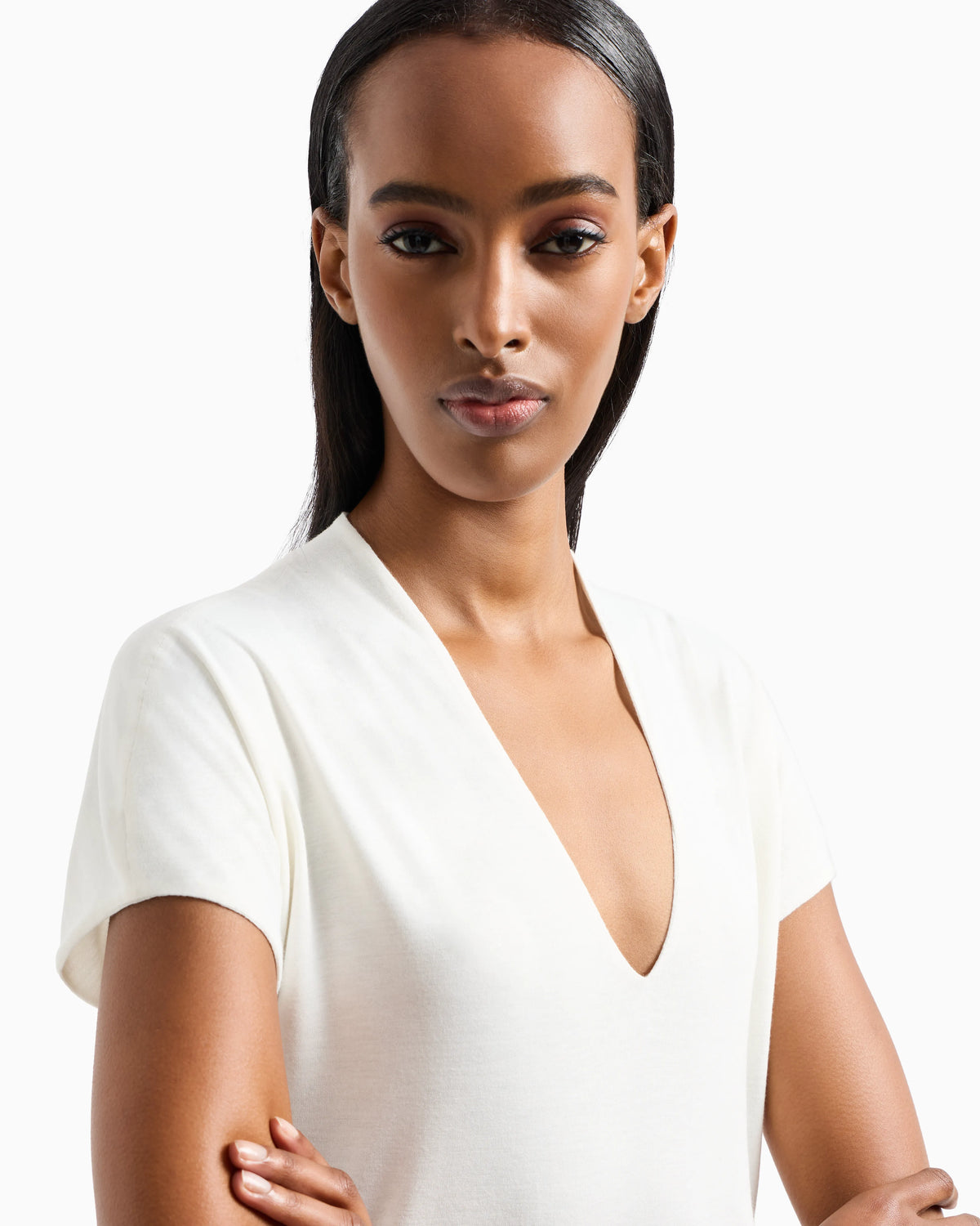 Jersey V-neck top