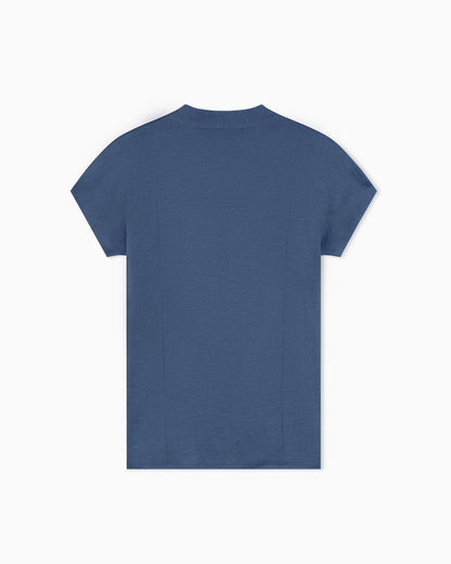 Short sleeve top  in knit with a deep V-neck
