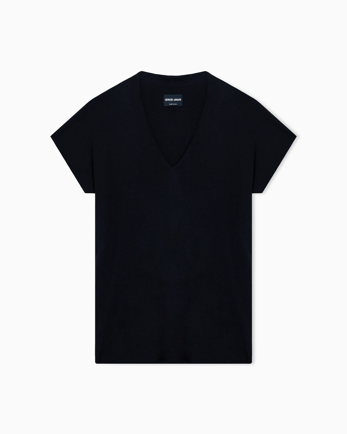 Short sleeve top  in knit with a deep V-neck