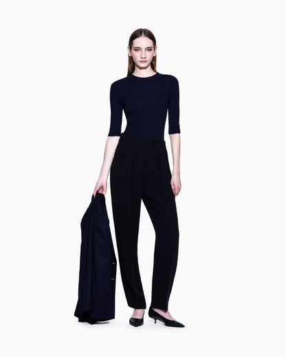 Pure cashmere ribbed crew-neck jumper