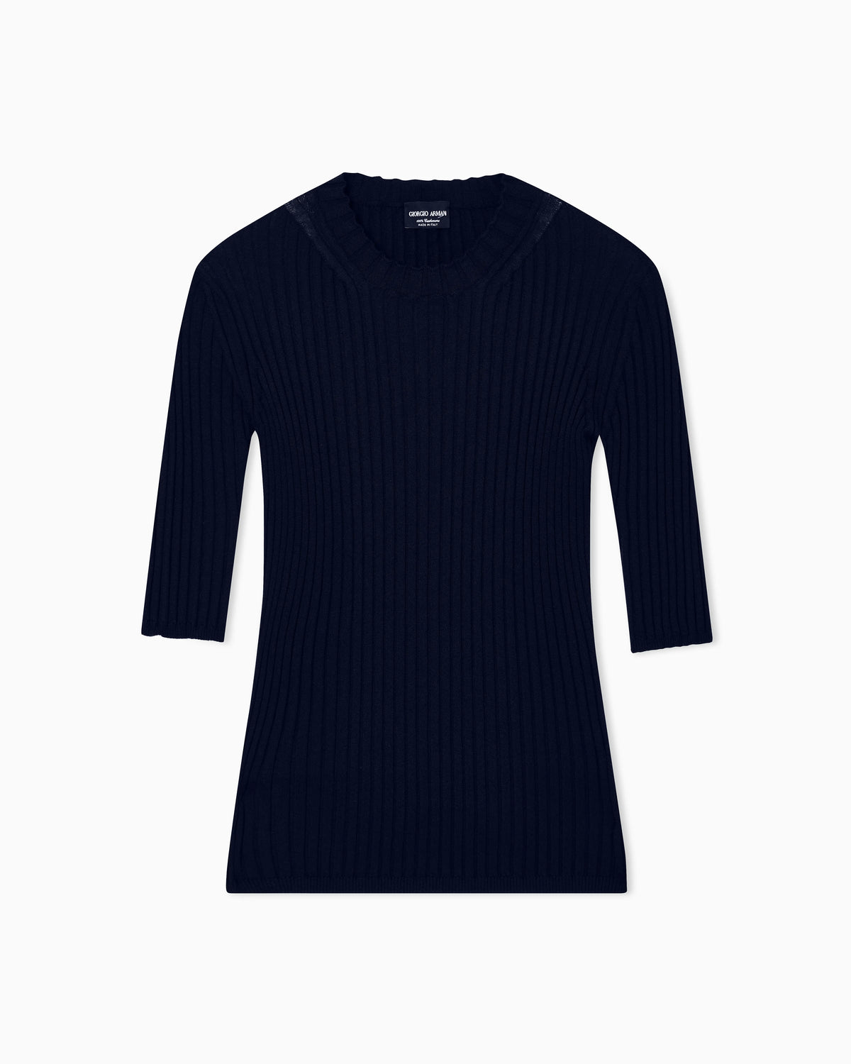 Pure cashmere ribbed crew-neck jumper