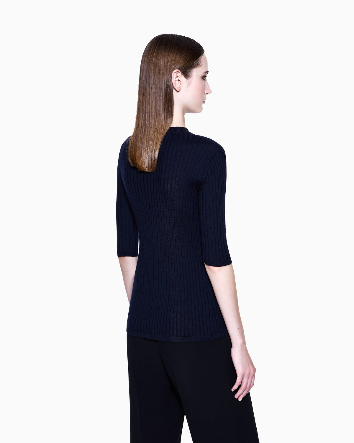 Pure cashmere ribbed crew-neck jumper