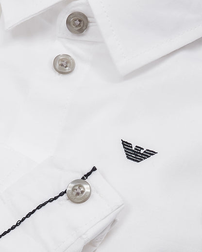 Stretch cotton shirt with eagle embroidery