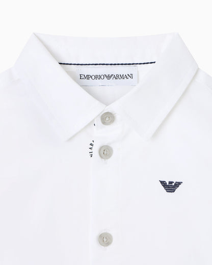 Stretch cotton shirt with eagle embroidery