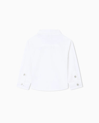 Stretch cotton shirt with eagle embroidery