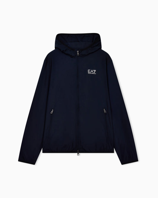 Technical hooded bomber with zip closure Core Identity