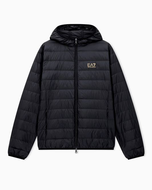 Insulated down jacket with fixed hood Core Identity
