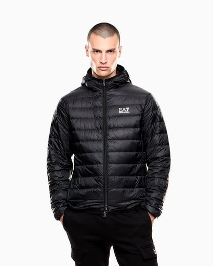Insulated down jacket with fixed hood Core Identity