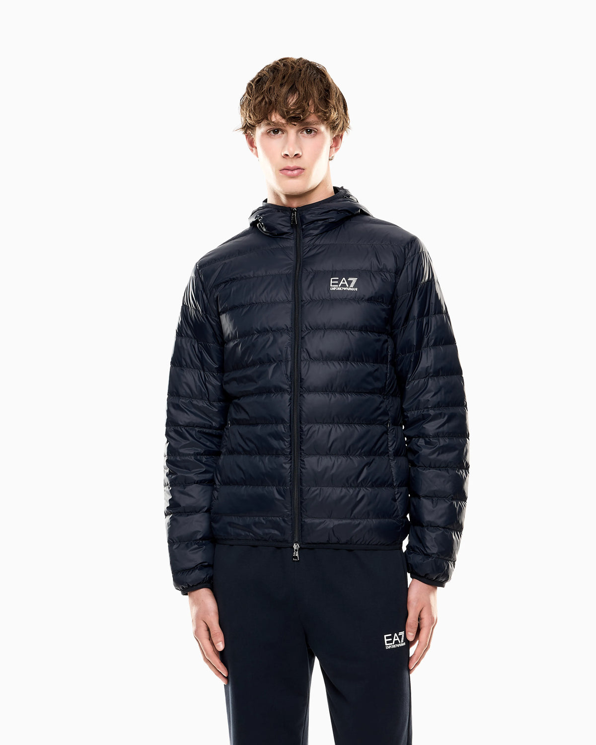 Insulated down jacket with fixed hood Core Identity