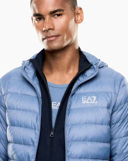 Insulated down jacket with fixed hood Core Identity