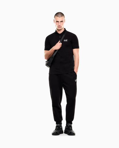 Stretch polo in cotton jersey with chest logo Core Identity