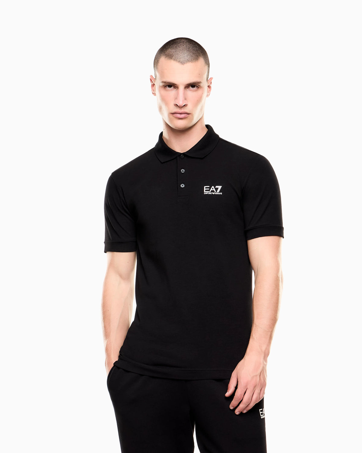 Stretch polo in cotton jersey with chest logo Core Identity