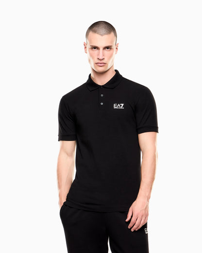 Stretch polo in cotton jersey with chest logo Core Identity