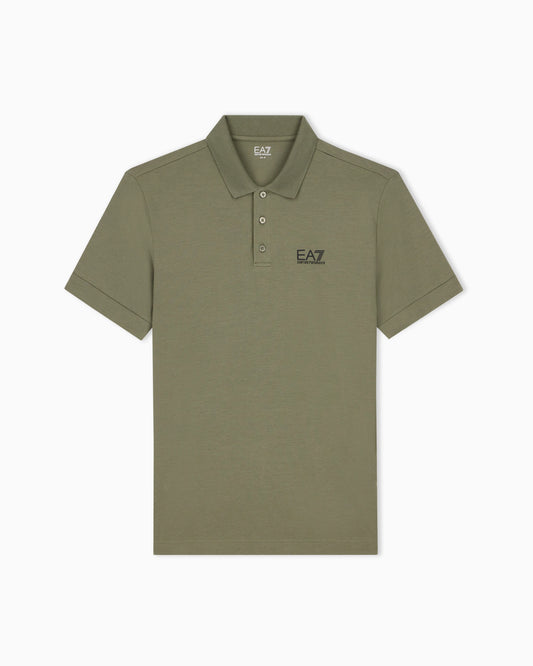 Stretch polo in cotton jersey with chest logo Core Identity