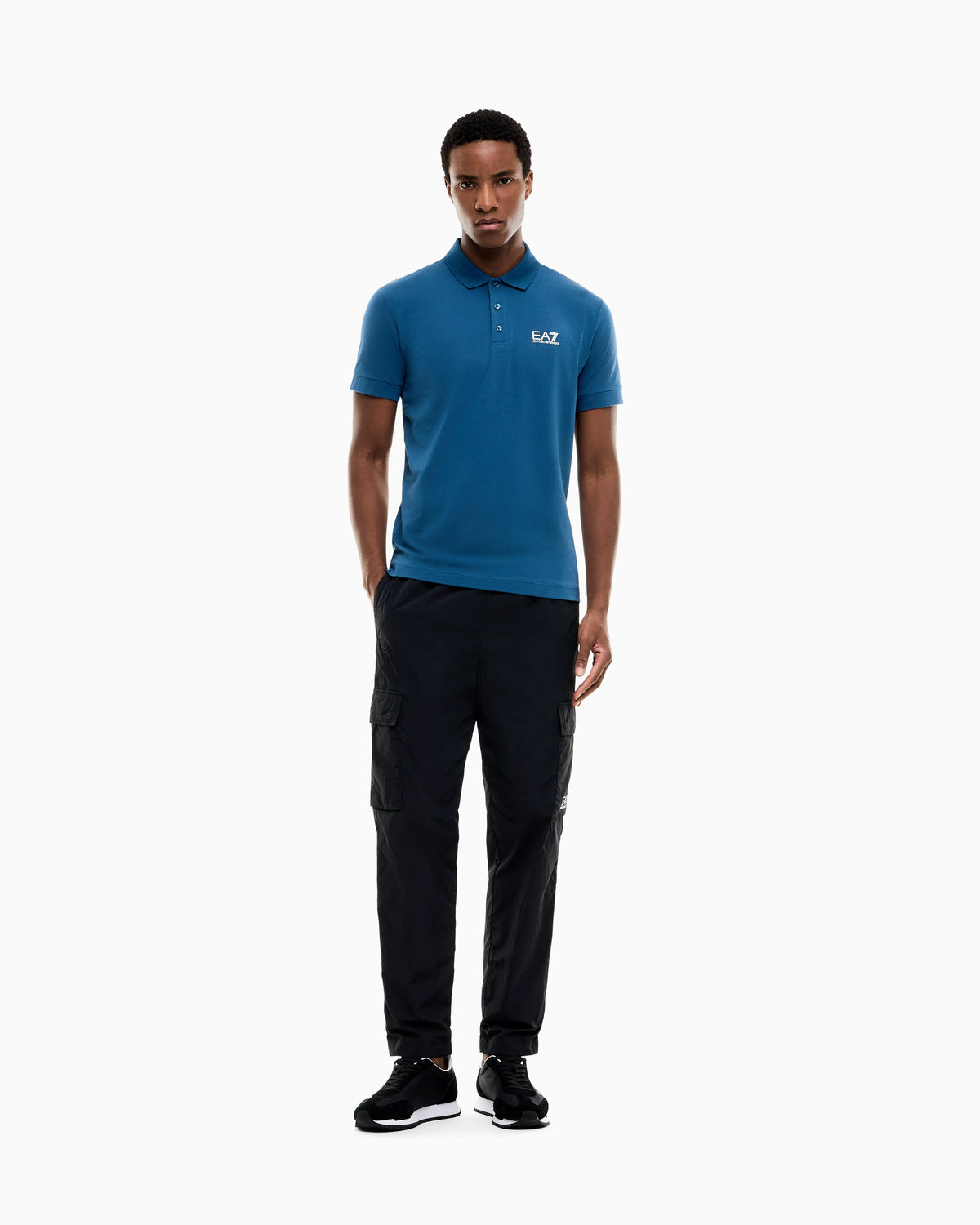 Stretch polo in cotton jersey with chest logo Core Identity