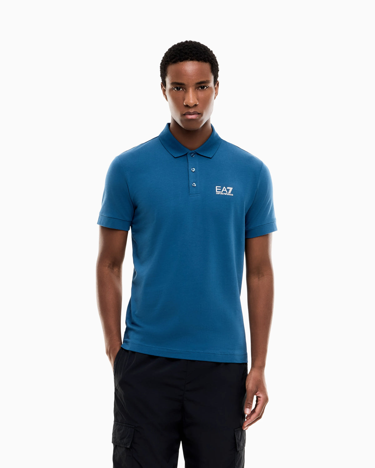 Stretch polo in cotton jersey with chest logo Core Identity