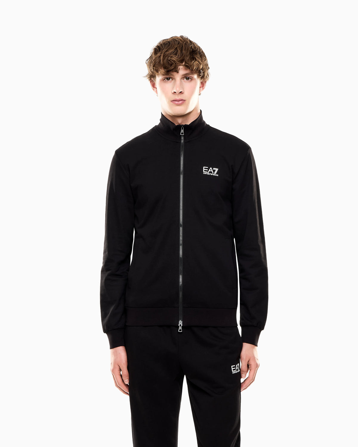 Cotton zip up with a stand-up collar and logo Core Identity