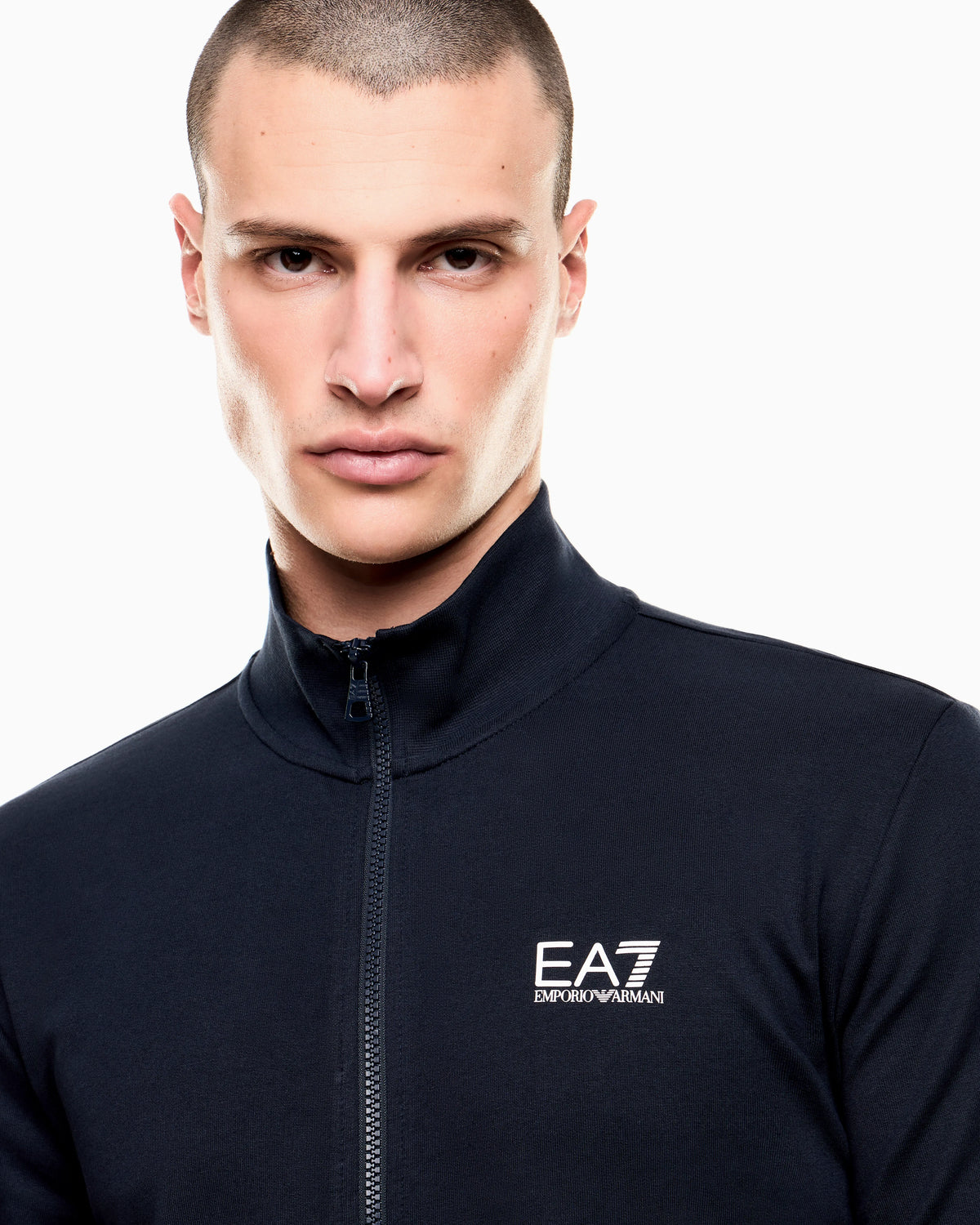 Cotton zip up with a stand-up collar and logo Core Identity