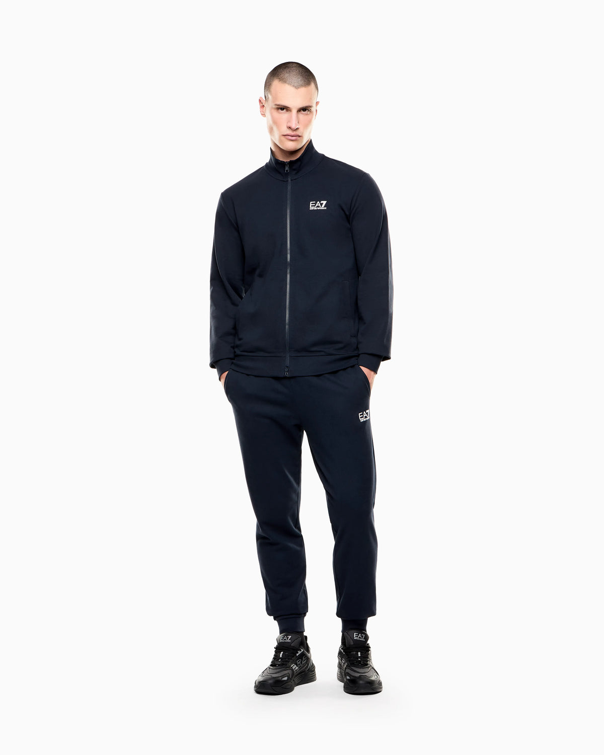 Cotton zip up with a stand-up collar and logo Core Identity