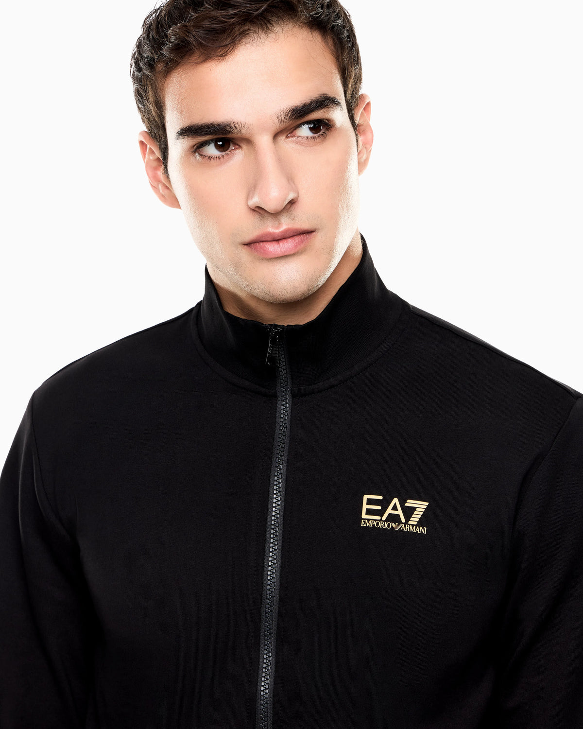 Cotton zip up with a stand-up collar and logo Core Identity