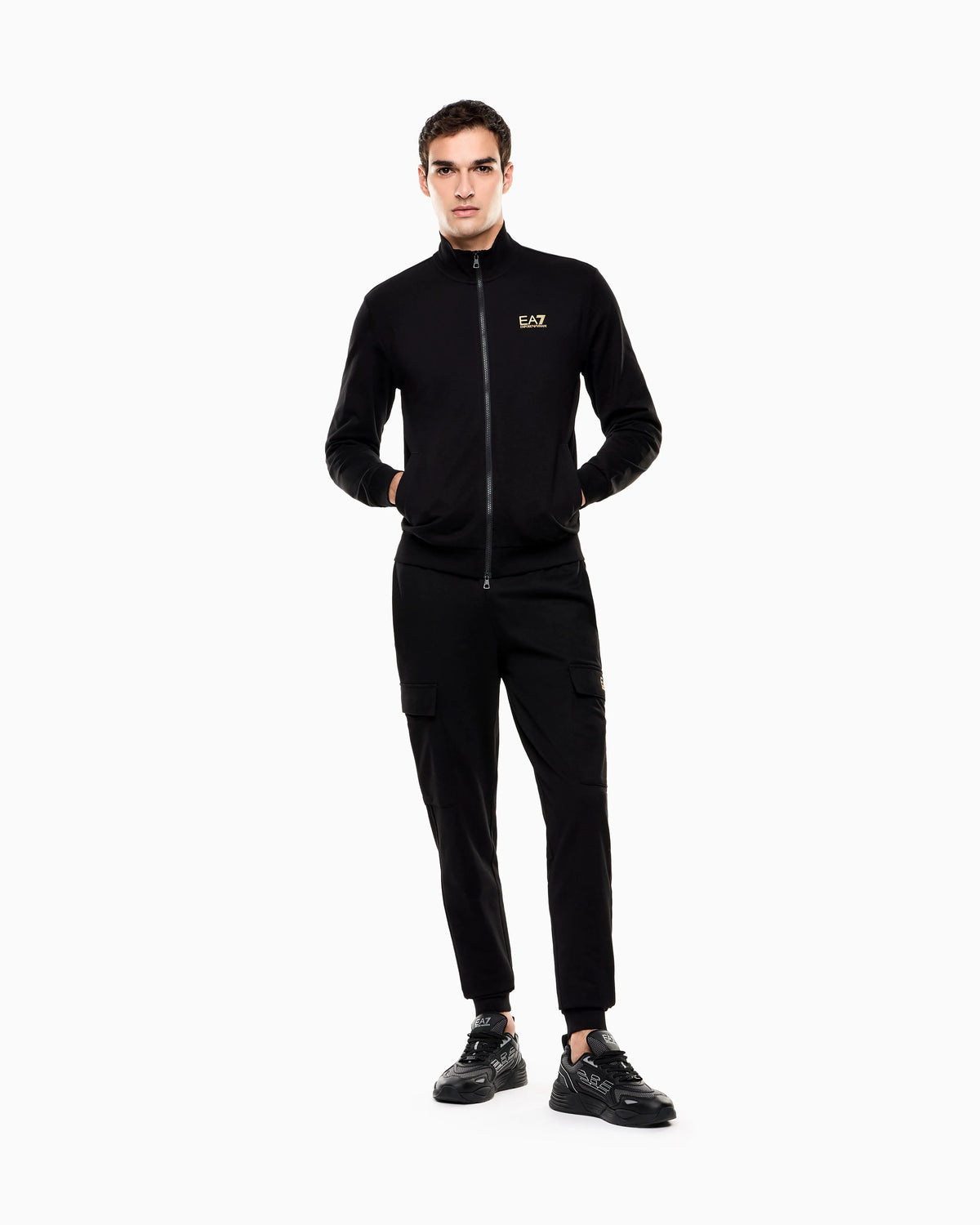 Cotton zip up with a stand-up collar and logo Core Identity