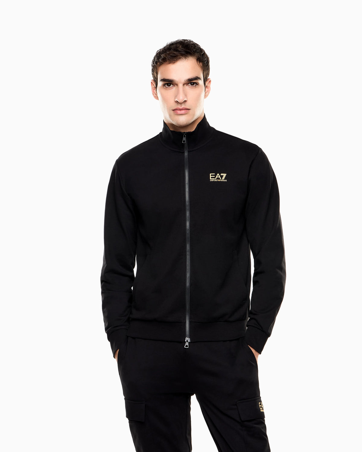 Cotton zip up with a stand-up collar and logo Core Identity