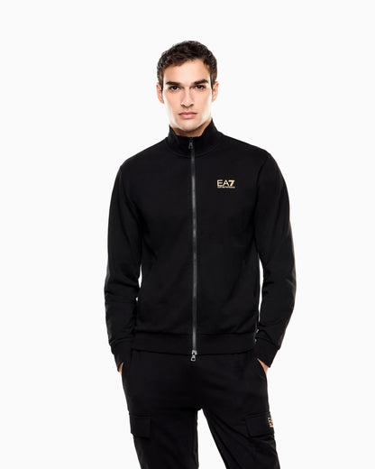 Cotton zip up with a stand-up collar and logo Core Identity