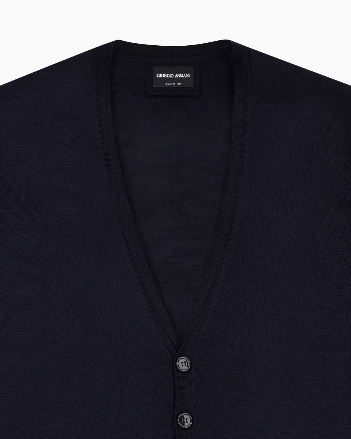 Button cardigan in virgin wool with a V-neck