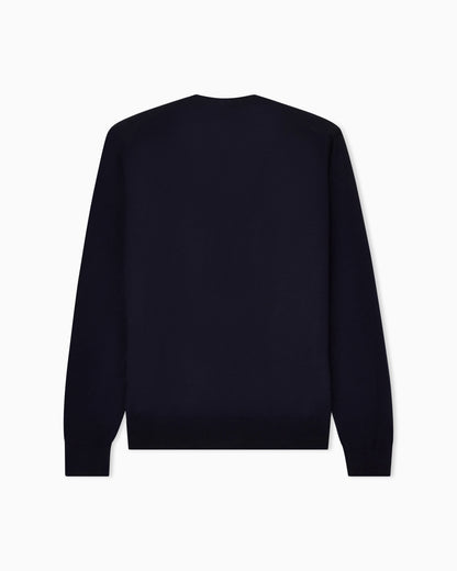 Button cardigan in virgin wool with a V-neck