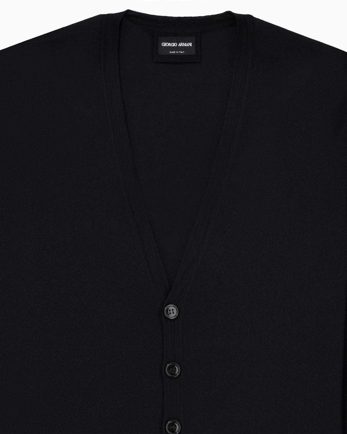 Button cardigan in virgin wool with a V-neck