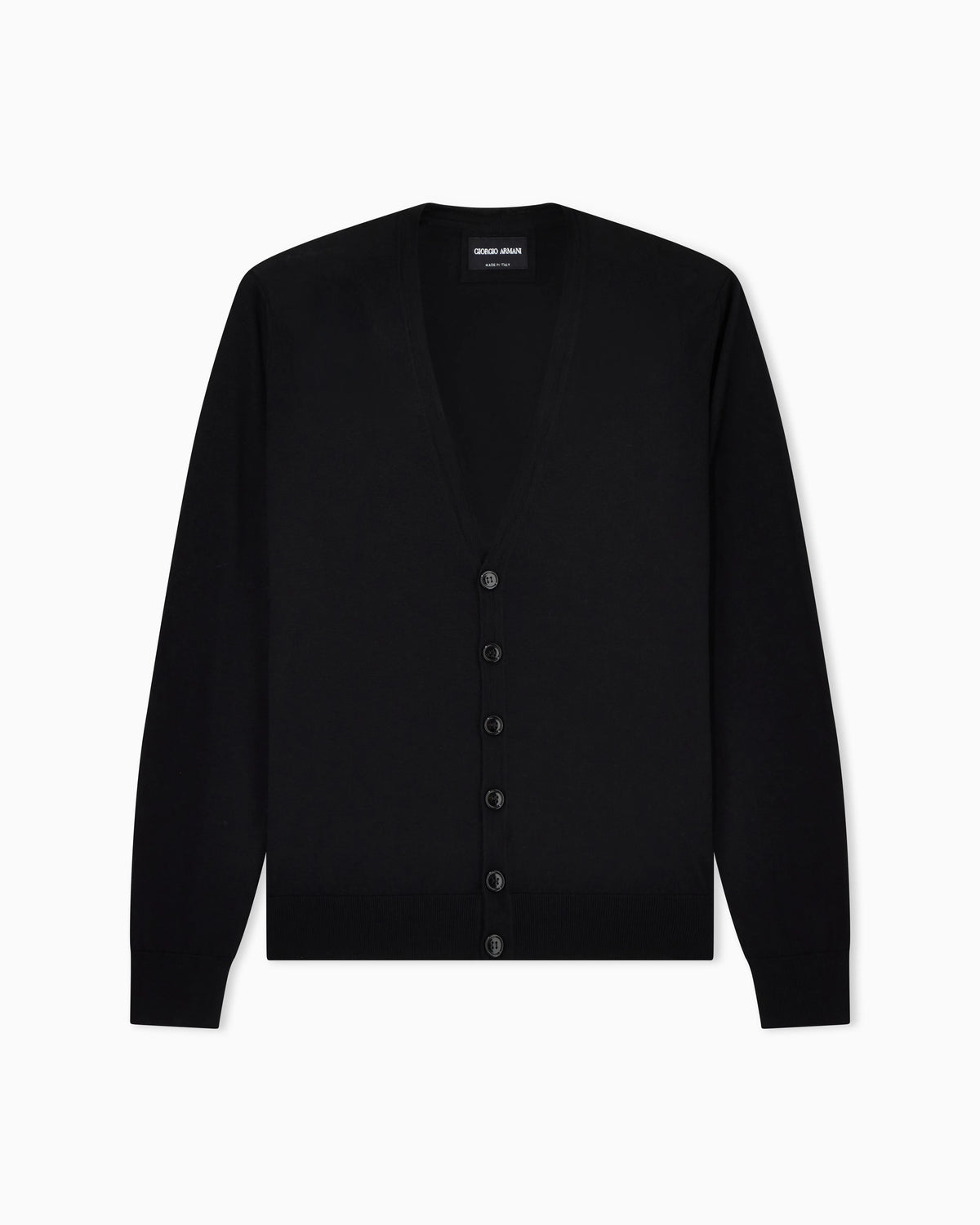 Button cardigan in virgin wool with a V-neck