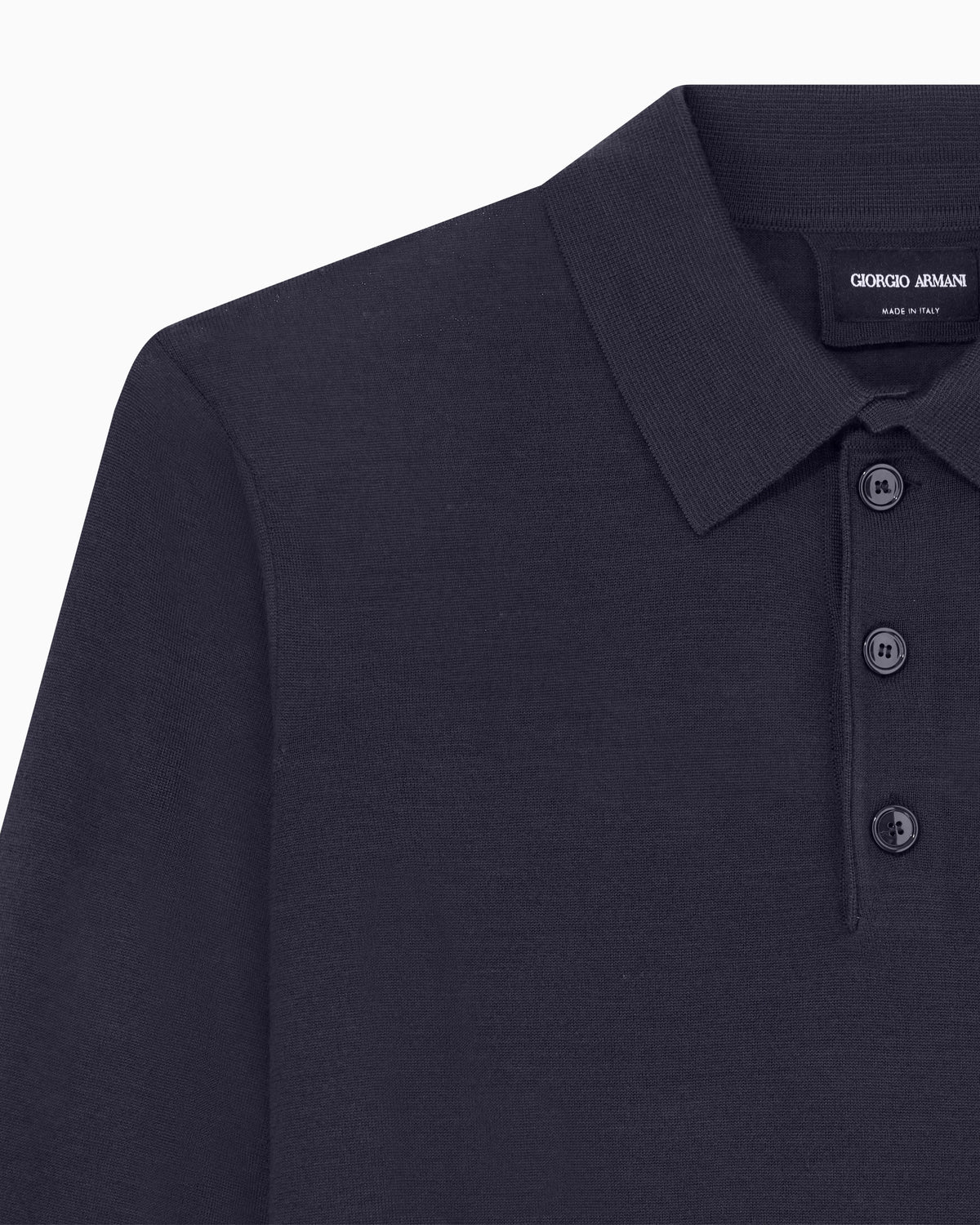 Long-sleeved polo shirt in virgin wool