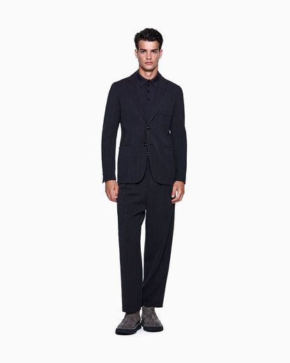 Long-sleeved polo shirt in virgin wool