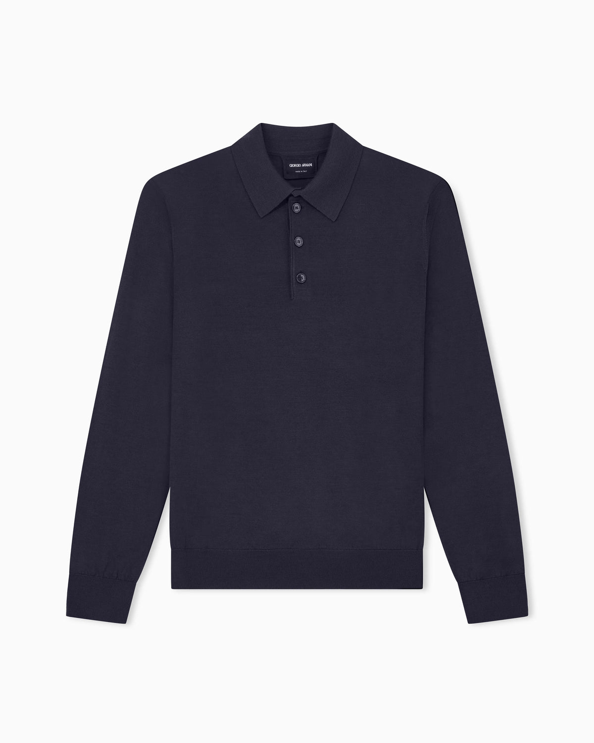 Long-sleeved polo shirt in virgin wool