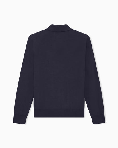 Long-sleeved polo shirt in virgin wool