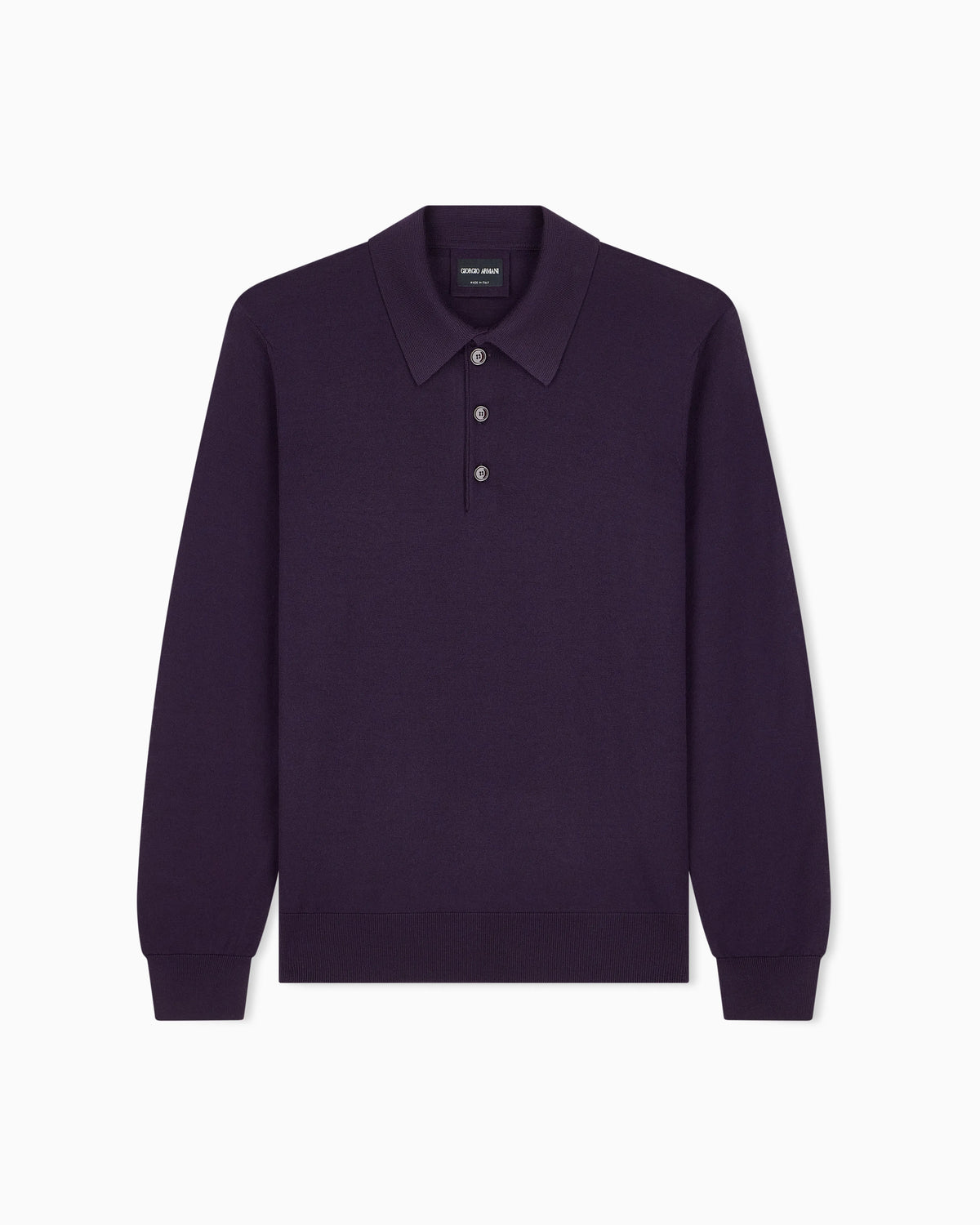 Long-sleeved polo shirt in virgin wool