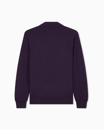Long-sleeved polo shirt in virgin wool
